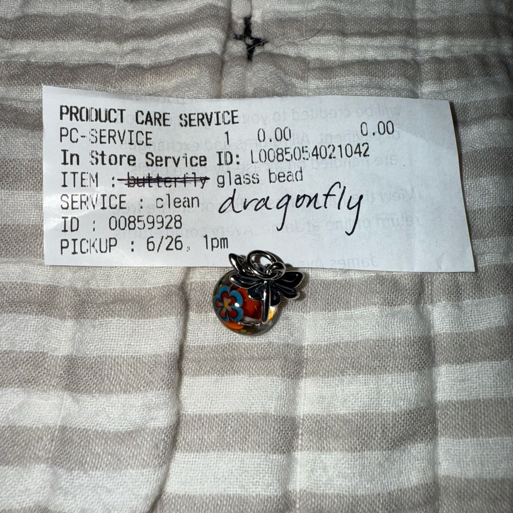 James Avery Silver and Orange Dragonfly Charm